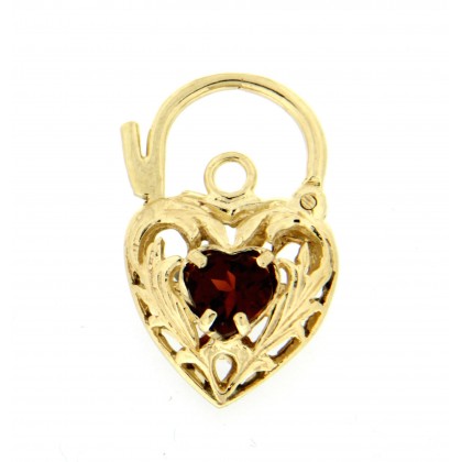 Medium Filigree Padlock with a Garnet Y/G